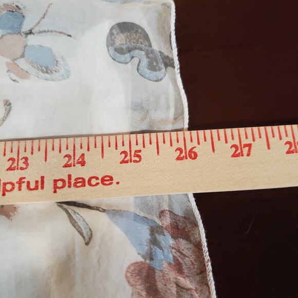 Angela Moda Silk Floral Ruffle Keyhole Bell Sleeve Blouse Top Size L Italy Made - Picture 12 of 12